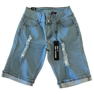 I&P Fashion Distressed Denim Bermuda Shorts‎ Women's Casual Summer Wear Size 11